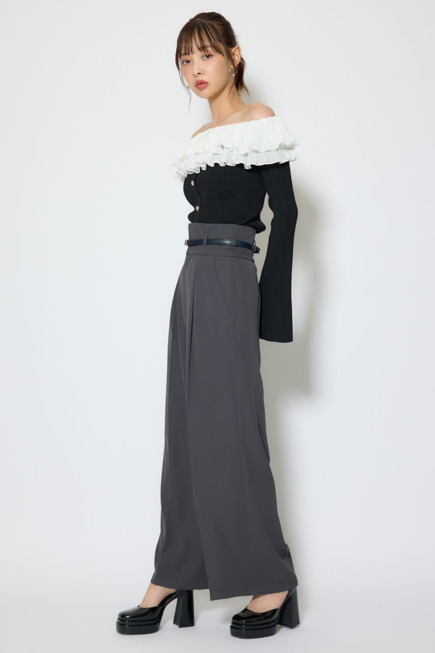 rienda「ベルトポイントハイウエストワイドパンツ」|その他|