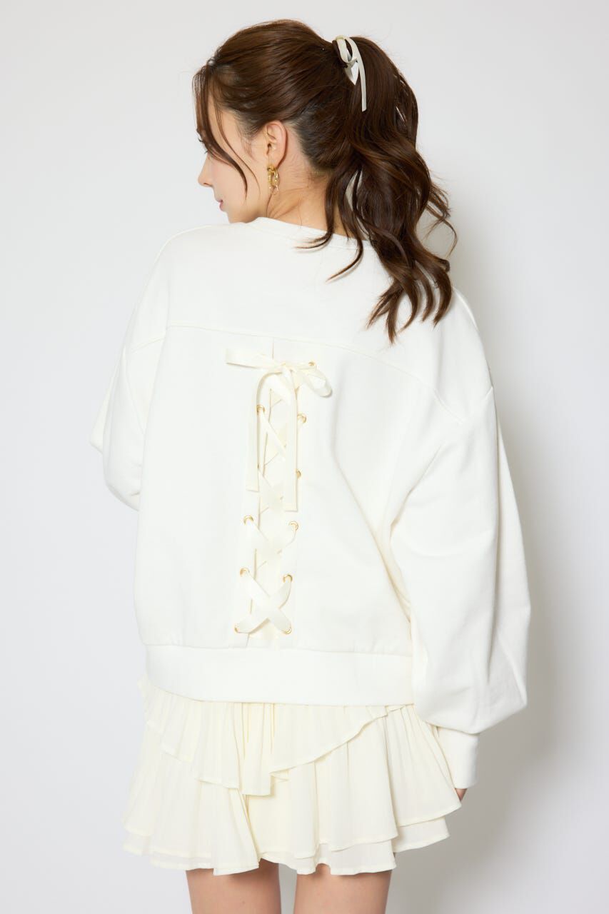 rienda「バックレースアップスウェットトップス」|Tシャツ・カットソー|