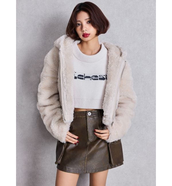 GYDA「GGエコファーショートフードコート」|ダウン|