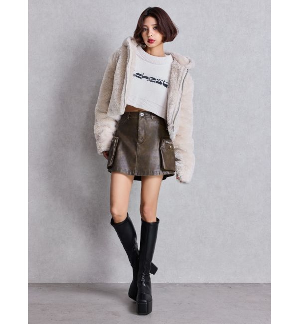 GYDA「GGエコファーショートフードコート」|ダウン|