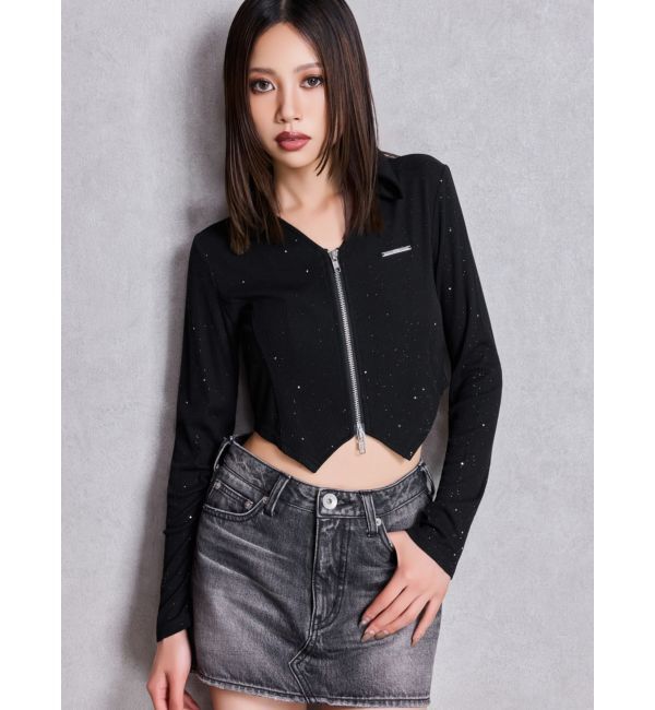 GYDA「GYDA hologram ZIPトップス」|Tシャツ・カットソー|