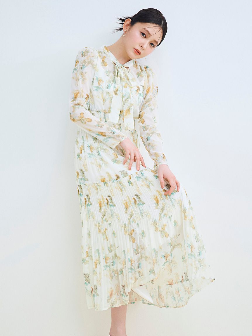 CELFORD「マーブルフラワープリントワンピース」|ワンピース|