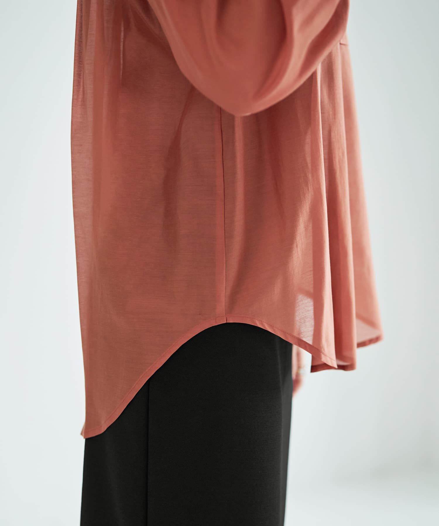 STYLE DELI「【袖口がゴムで便利な】微シアー微光沢シャツ」|シャツ・ブラウス|