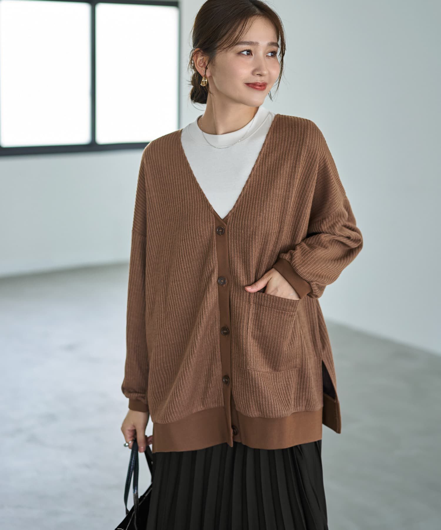 STYLE DELI「リラックスニットソーカーディガン」|カーディガン|ブラウン