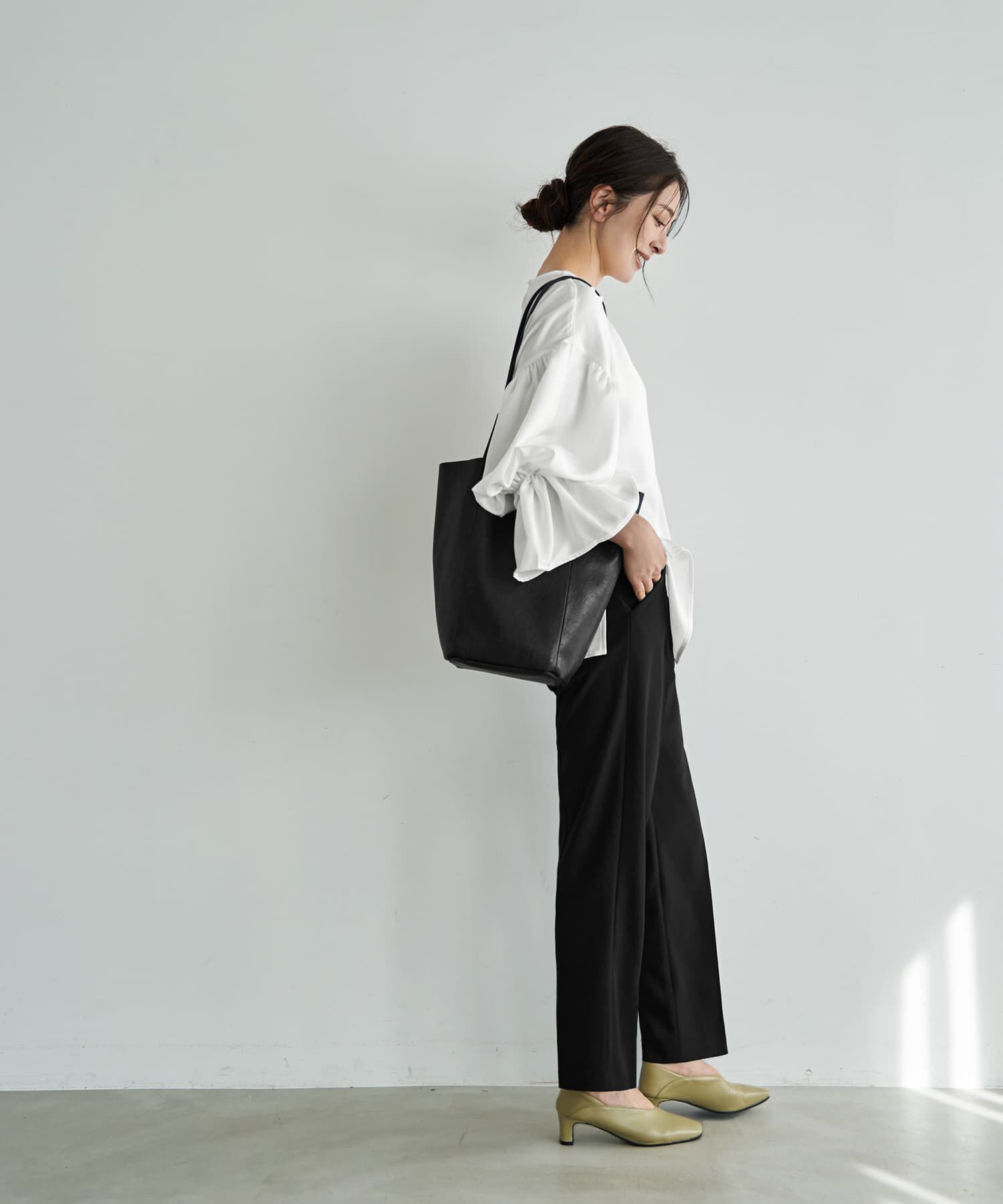 STYLE DELI「シボ生地ブラウジングスリーブブラウス」|シャツ・ブラウス|