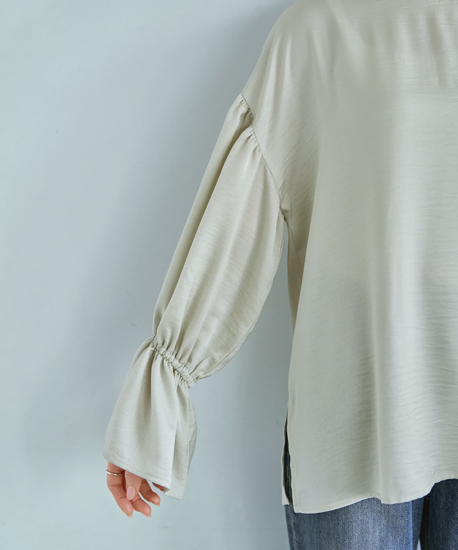 STYLE DELI「シボ生地ブラウジングスリーブブラウス」|シャツ・ブラウス|