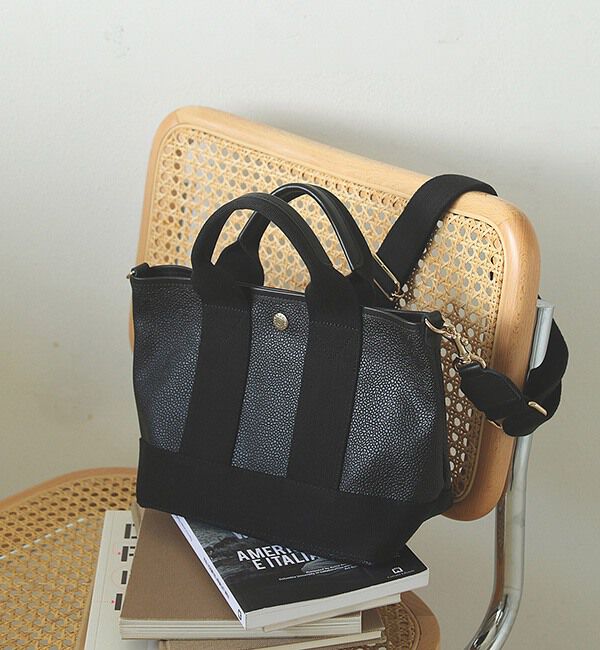 TOPKAPI BREATH「【Breath TOPKAPI】SCOTCH GRAIN スコッチグレイン ショルダー付き ミニ トートバッグ SS」|ショルダー・メッセンジャー|ブラック