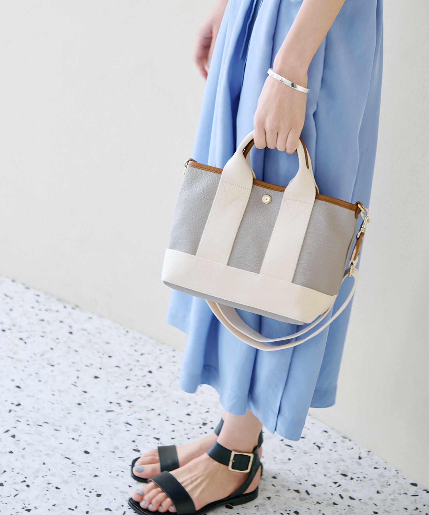 TOPKAPI BREATH「【Breath TOPKAPI】SCOTCH GRAIN スコッチグレイン ショルダー付き ミニ トートバッグ SS」|ショルダー・メッセンジャー|ライトグレー