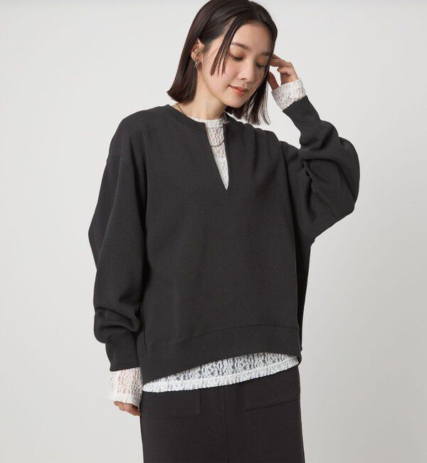 UNITED ARROWS green label relaxing「【WEB限定】＜at ease＞ダブルフェイス プルオーバー カットソー」|Tシャツ・カットソー|BLACK