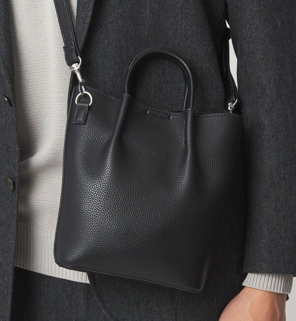 UNITED ARROWS green label relaxing「シボ レザーライク ミニ ショルダーバッグ トートバッグ」|ショルダー・メッセンジャー|BLACK