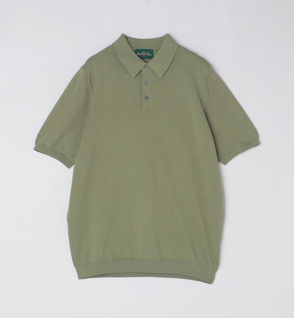 SHIPS「ALANPAINE: 14ゲージ コットン ニット ポロシャツ」|ポロシャツ|ライトグリーン