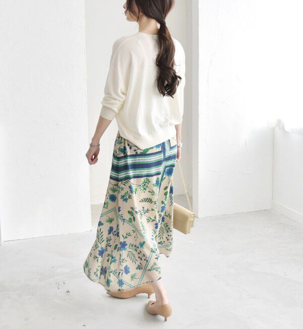 quaranciel「quaranciel: SPRINTEX フラワーパネル柄 スカーフ フレア スカート」|スカート|