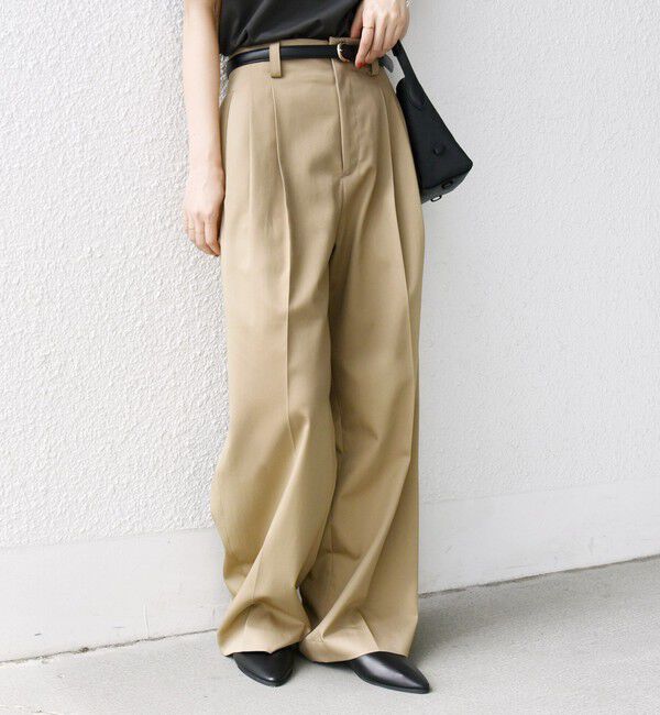 SHIPS for women「〈洗濯機可能〉ハイカウント ツイル 2タック ワイド パンツ」|その他|