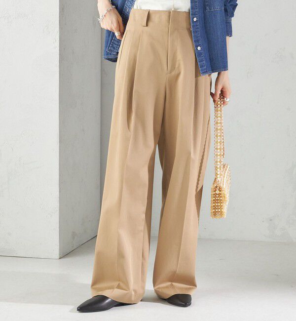 SHIPS for women「〈洗濯機可能〉ハイカウント ツイル 2タック ワイド パンツ」|その他|