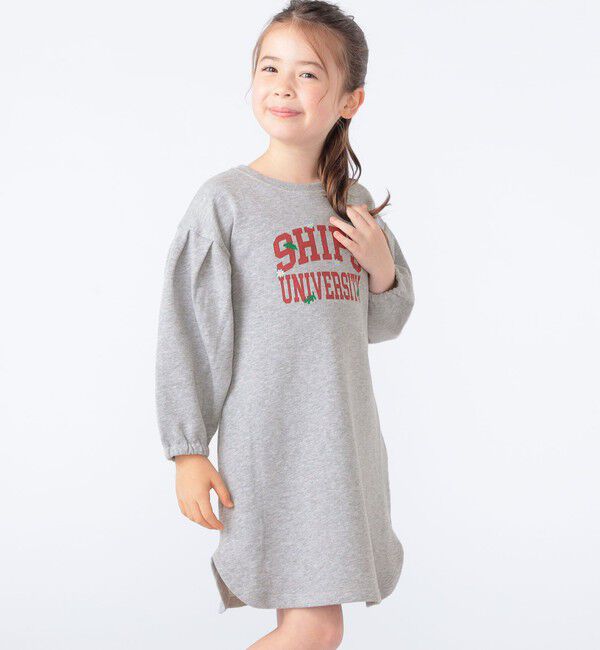 SHIPS KIDS「SHIPS KIDS:100～130cm / カレッジロゴ フラワー 刺繍 スウェット ワンピース」|ワンピース|