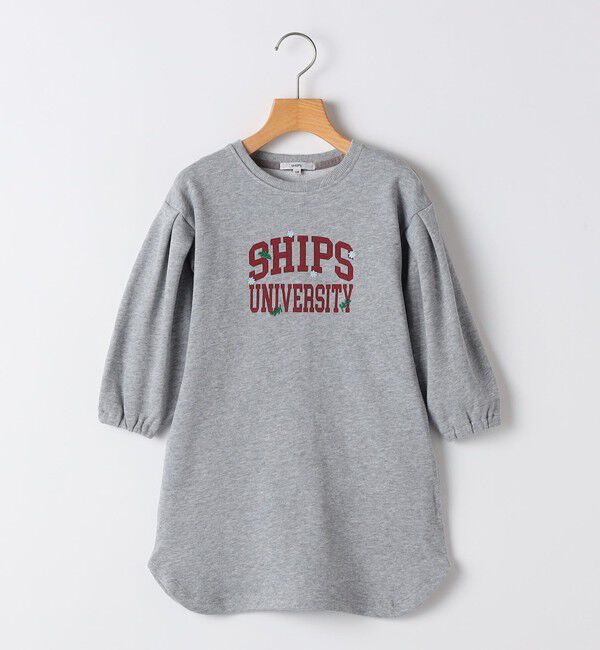 SHIPS KIDS「SHIPS KIDS:100～130cm / カレッジロゴ フラワー 刺繍 スウェット ワンピース」|ワンピース|