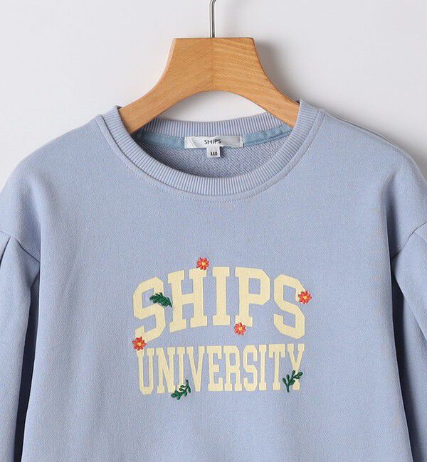 SHIPS KIDS「SHIPS KIDS:100～130cm / カレッジロゴ フラワー 刺繍 スウェット ワンピース」|ワンピース|