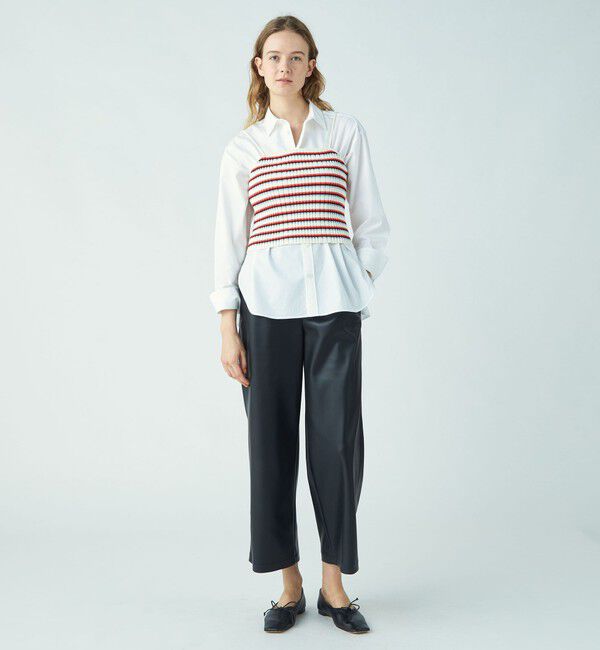 MACPHEE「レザーライク ワイドフレアパンツ」|その他|