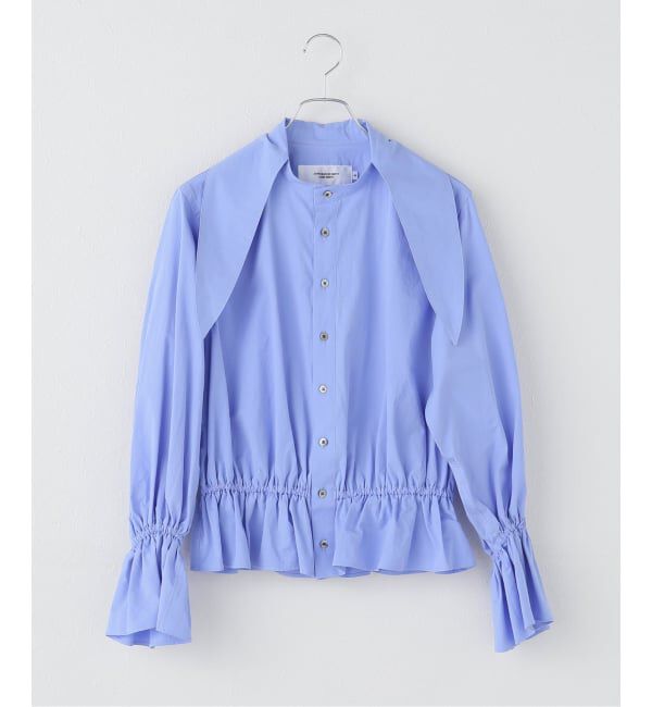 Plage「JANE SMITH / ジェーンスミス WASHED COTTON BROAD BOW TIE ブラウス」|シャツ・ブラウス|ブルー A