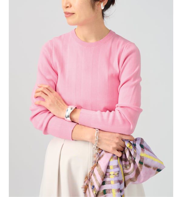 VERMEIL par iena「《予約》ランダムRIB クルーネックロングスリーブプルオーバー」|ニット・セーター|ピンク