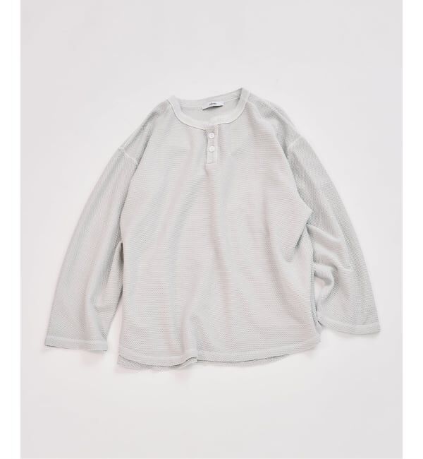 JOURNAL STANDARD relume「製品染め バックピケ ヘンリーネック 7分袖 Tシャツ」|Tシャツ・カットソー|ベージュ B