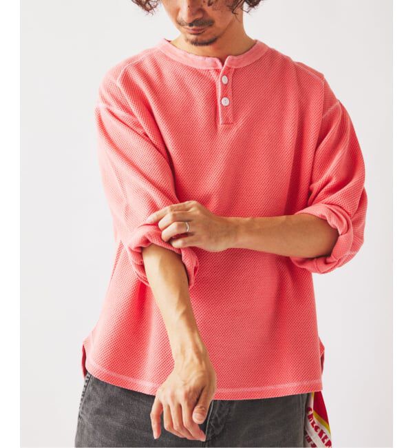 JOURNAL STANDARD relume「製品染め バックピケ ヘンリーネック 7分袖 Tシャツ」|Tシャツ・カットソー|
