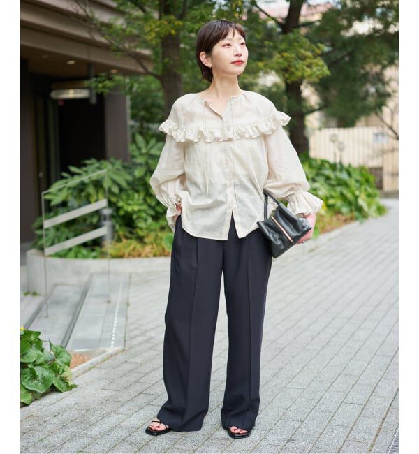 Spick and Span「《予約》コットンラミーローンフリルブラウス」|シャツ・ブラウス|