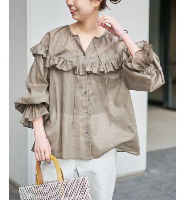 Spick and Span「《予約》コットンラミーローンフリルブラウス」|シャツ・ブラウス|