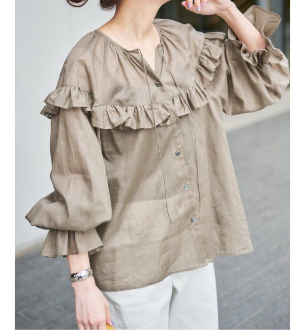 Spick and Span「《予約》コットンラミーローンフリルブラウス」|シャツ・ブラウス|