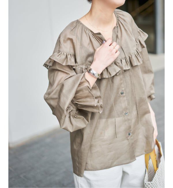 Spick and Span「《予約》コットンラミーローンフリルブラウス」|シャツ・ブラウス|