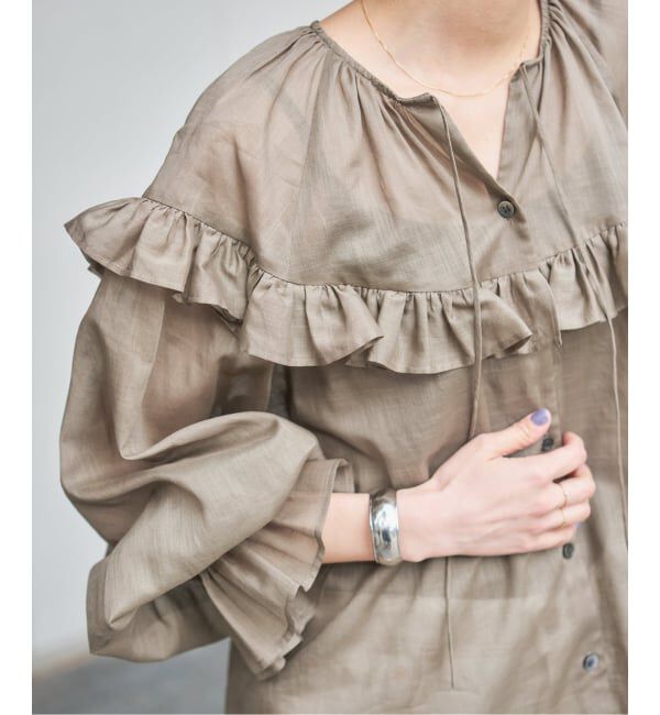Spick and Span「《予約》コットンラミーローンフリルブラウス」|シャツ・ブラウス|