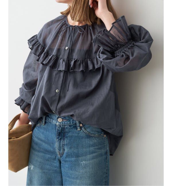 Spick and Span「《予約》コットンラミーローンフリルブラウス」|シャツ・ブラウス|