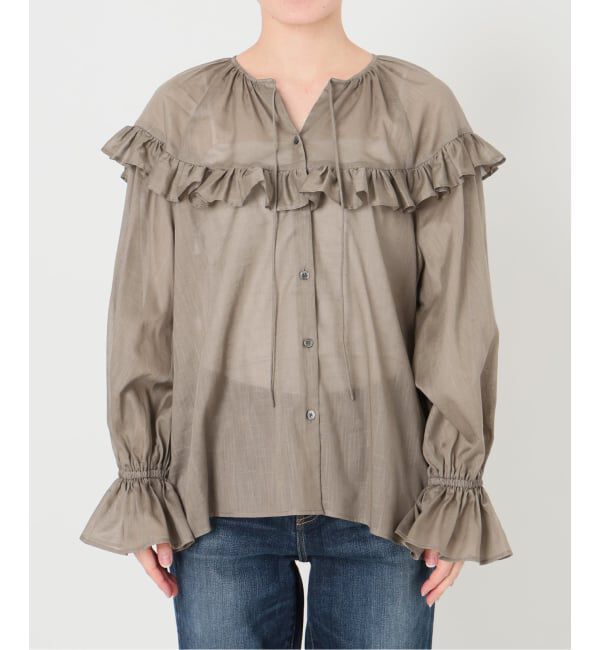 Spick and Span「《予約》コットンラミーローンフリルブラウス」|シャツ・ブラウス|