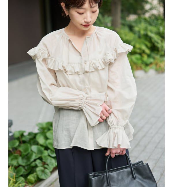 Spick and Span「《予約》コットンラミーローンフリルブラウス」|シャツ・ブラウス|