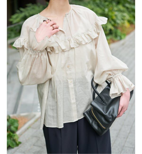 Spick and Span「《予約》コットンラミーローンフリルブラウス」|シャツ・ブラウス|