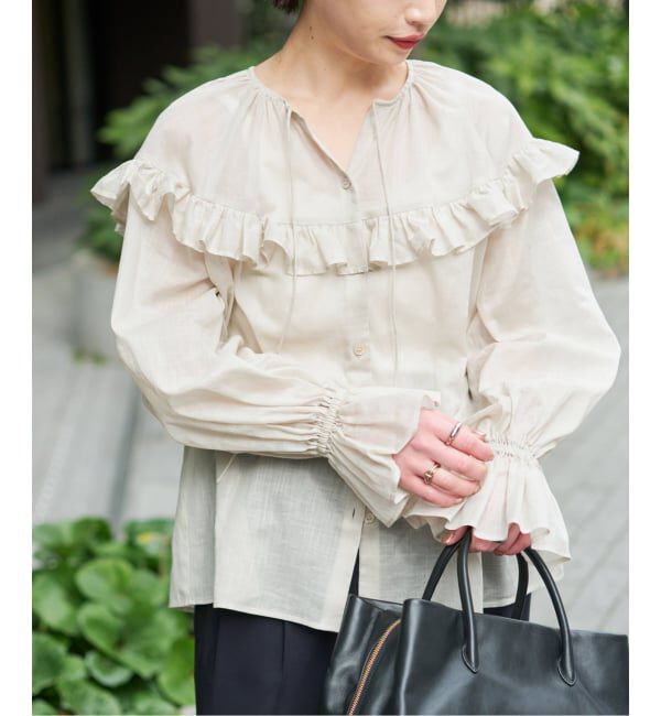 Spick and Span「《予約》コットンラミーローンフリルブラウス」|シャツ・ブラウス|