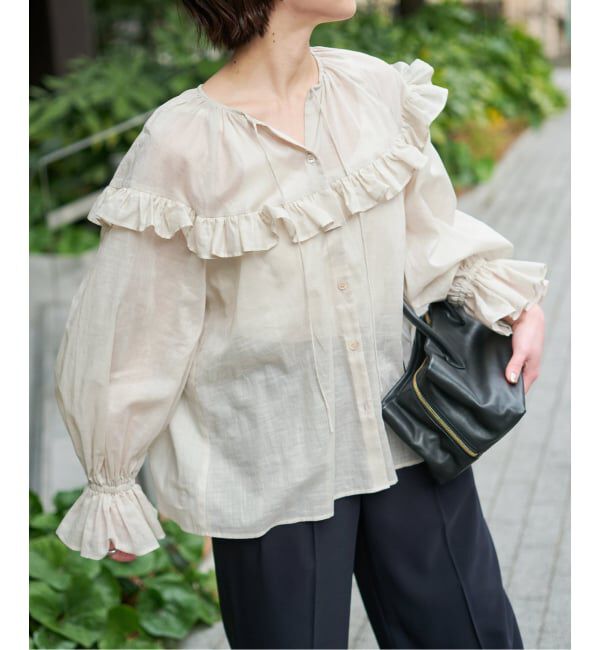 Spick and Span「《予約》コットンラミーローンフリルブラウス」|シャツ・ブラウス|