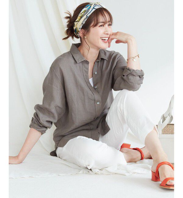 23区「【CLASSY. 9月号掲載/WEB限定カラーあり】LIBECO ベーシック シャツ」|シャツ・ブラウス|