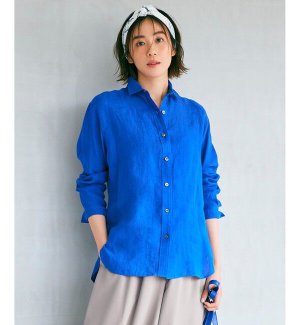 23区「【CLASSY. 9月号掲載/WEB限定カラーあり】LIBECO ベーシック シャツ」|シャツ・ブラウス|ブルー系