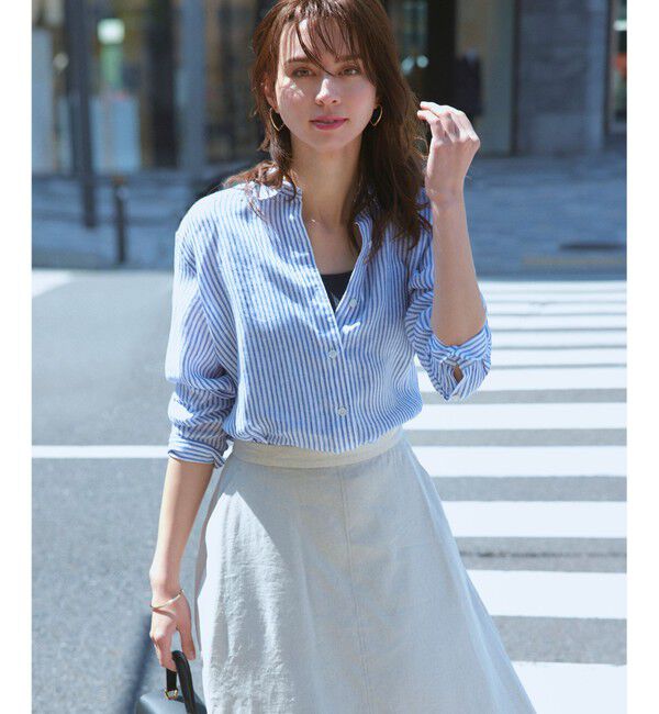 23区「【CLASSY. 9月号掲載/WEB限定カラーあり】LIBECO ベーシック シャツ」|シャツ・ブラウス|ﾌﾞﾙｰｽﾄ