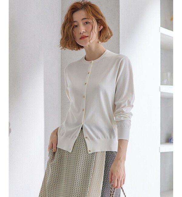 23区「【Oggi4月号掲載/洗える】プレミアムビオコットン カーディガン」|カーディガン|ホワイト系