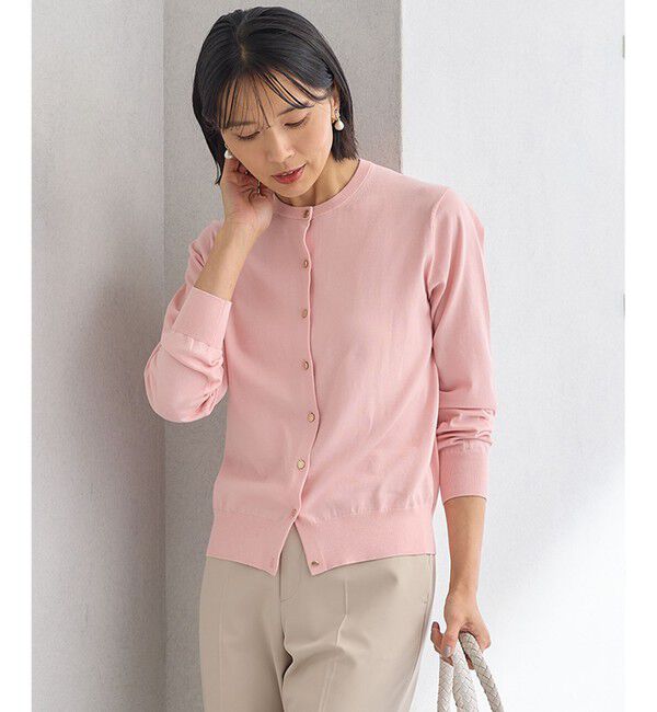 23区「【Oggi4月号掲載/洗える】プレミアムビオコットン カーディガン」|カーディガン|ピンク系