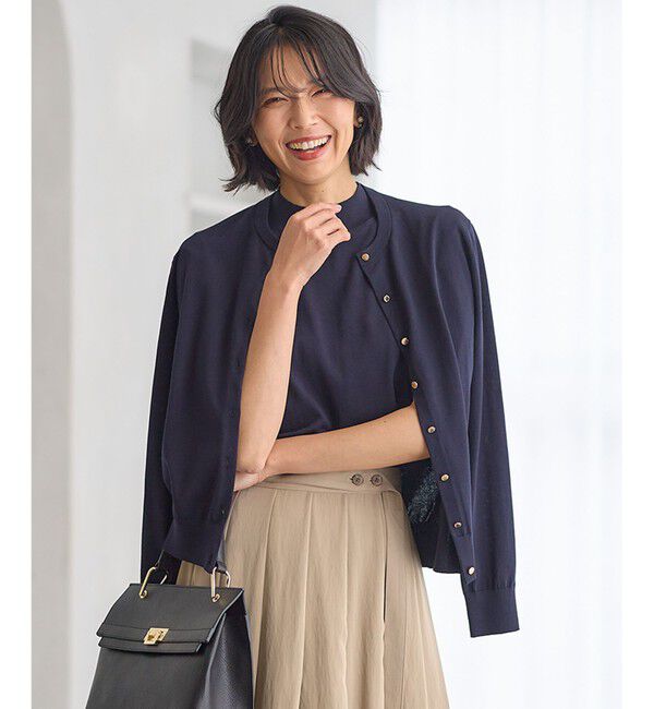 23区「【Oggi4月号掲載/洗える】プレミアムビオコットン カーディガン」|カーディガン|ネイビー系