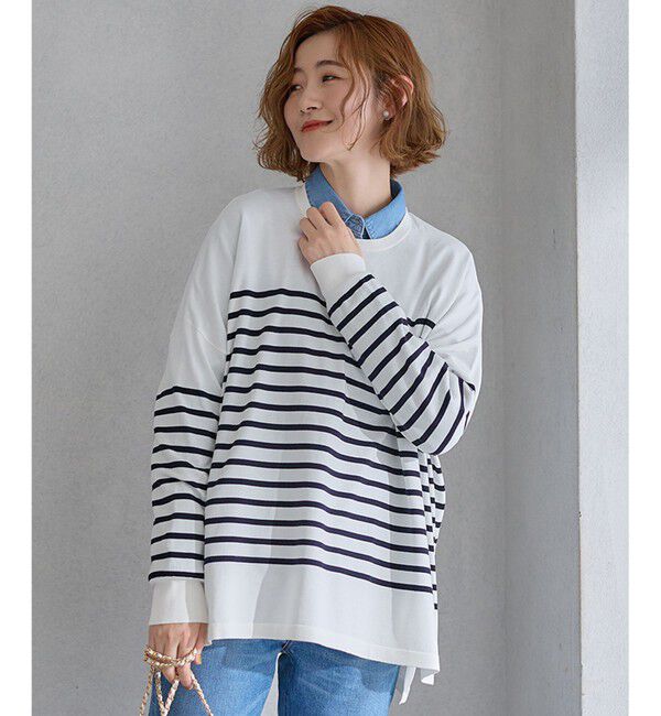 23区「【洗える】プレミアムビオコットン ビッグシルエット ニット」|ニット・セーター|ｵﾌﾎﾜｲﾄx