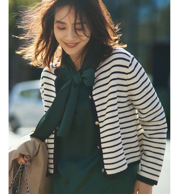 23区「【Oggi3月号掲載/洗える】ブークレコットン ニットジャケット」|カーディガン|