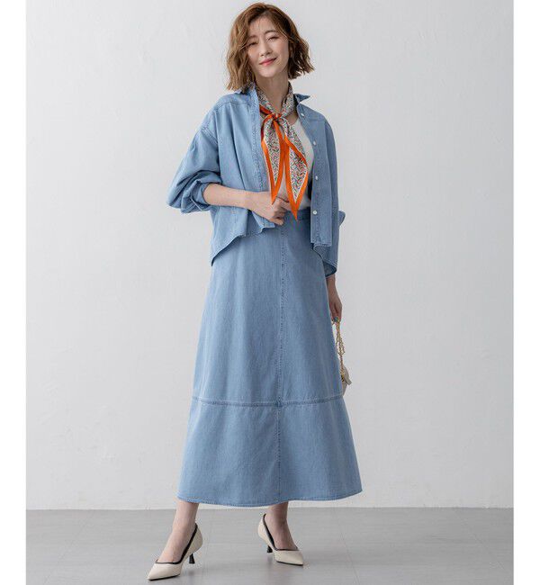 23区「【洗える】ライトダンガリー フレア スカート」|スカート|