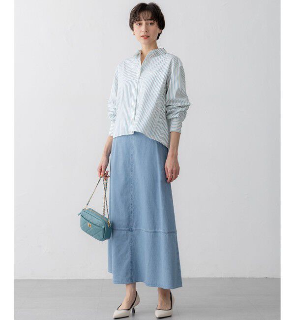 23区「【洗える】ライトダンガリー フレア スカート」|スカート|