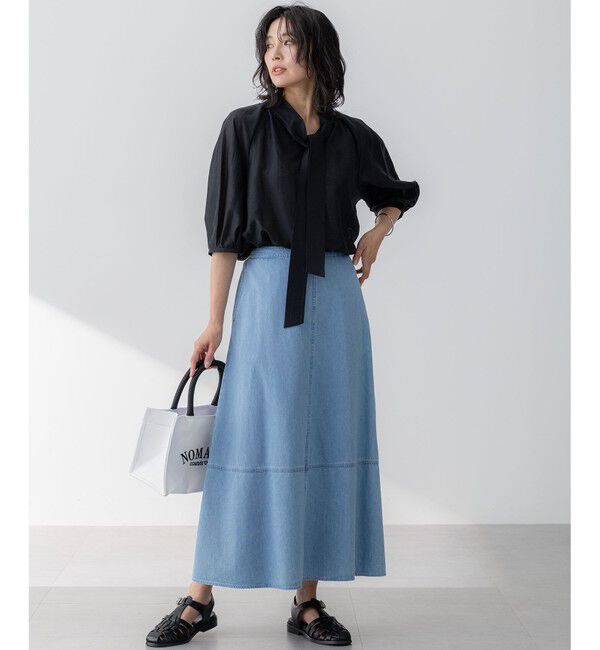 23区「【洗える】ライトダンガリー フレア スカート」|スカート|