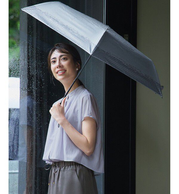 23区「【晴雨兼用/UVカット】ボーダーチェーン柄 折り畳み傘」|傘|ﾗｲﾄｸﾞﾚ