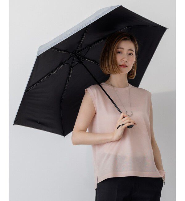 23区「【晴雨兼用/UVカット】ボーダーチェーン柄 折り畳み傘」|傘|